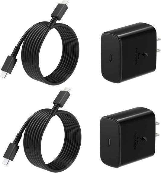 45W Super Fast Charger USB C, 2Pack PPS Type C Charging Block with 6FT USB-C Cable for Samsung Galaxy S25 +/Ultra /S24 S23 S22 +/Ultra/ S21 S20/Tab S9, iPhone 16/15 and More